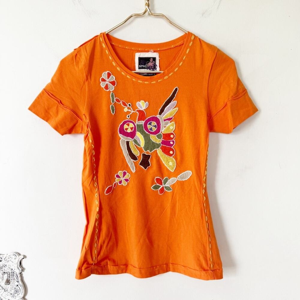 Vintage Y2K Buffalo David Bitton Embroidered La Vida Loca Floral
Bird Baby Tee M - Picture 2 of 9